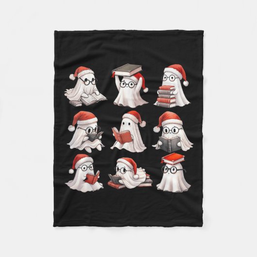 Christmas Ghost Reading Book Lovers Soky Ghost San Fleece Deken (Voorkant)
