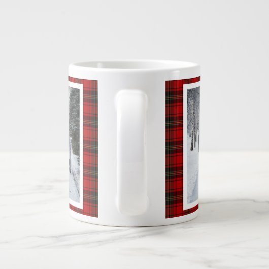 Christmas Gift 2 Photo Trendy Red Plaid Rustic  Grote Koffiekop (Achterkant)