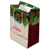 Christmas Gift Bag-Evergreen Frohliche Weihnachten Medium Cadeauzakje (Voorkant Gekanteld)