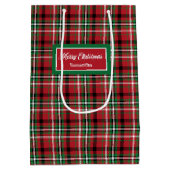 Christmas Gift Bag Ideas Red Green Holiday Plaid  Medium Cadeauzakje (Achterkant)