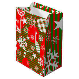 Christmas Gift Bag – Joy to the World Red & Green Medium Cadeauzakje