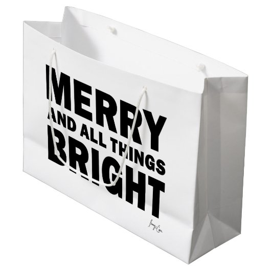 Christmas Gift Bag | Merry & All Things Bright Groot Cadeauzakje (Voorkant Gekanteld)