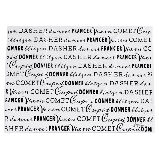 Christmas Gift Bag | Santa's Reindeer Groot Cadeauzakje (Voorkant)