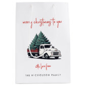 Christmas Gift Bag | Truck Holiday Present Bags Medium Cadeauzakje (Voorkant)
