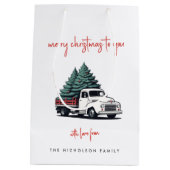 Christmas Gift Bag | Truck Holiday Present Bags Medium Cadeauzakje (Achterkant)