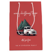 Christmas Gift Bag | Truck Holiday Present Bags Medium Cadeauzakje (Voorkant)