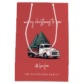 Christmas Gift Bag | Truck Holiday Present Bags Medium Cadeauzakje (Achterkant)