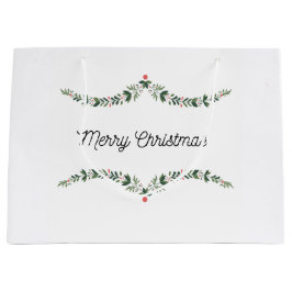 Christmas Gift Bag Waterverf Holly Groot Cadeauzakje