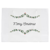 Christmas Gift Bag Waterverf Holly Groot Cadeauzakje (Achterkant)