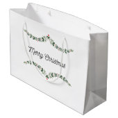 Christmas Gift Bag Waterverf Holly Groot Cadeauzakje (Achterkant Gekanteld)