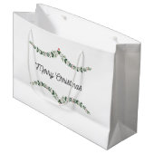 Christmas Gift Bag Waterverf Holly Groot Cadeauzakje (Voorkant Gekanteld)
