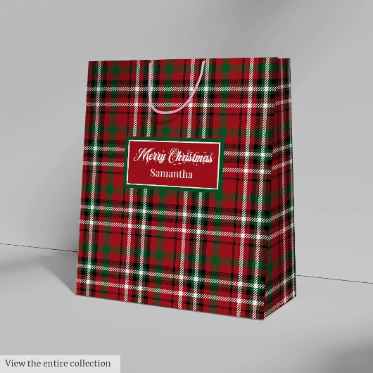 Christmas Gift Bags Red Green Plaid Holiday Accent Medium Cadeauzakje