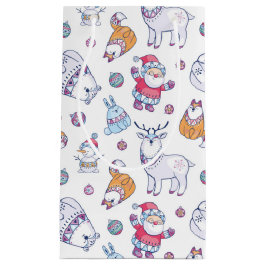 Christmas Gift Bags with Santa & Holiday Animals Klein Cadeauzakje