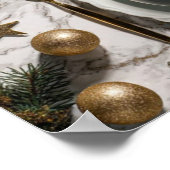 Christmas Gift Box with Green Ribbon on Festive Ta Poster (Hoek)