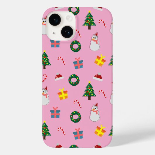 Christmas Gift – Cute Holiday Pattern with Snowman Case-Mate iPhone Case (Achterkant)