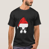 Christmas Gift for Dog Lover Funny Santa Hat Bosto T-shirt (Voorkant)