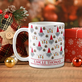 Christmas Gift For Uncle, Gnome & Reindeer Pattern Koffiemok