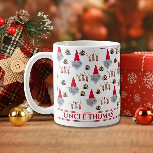Christmas Gift For Uncle, Gnome & Reindeer Pattern Koffiemok