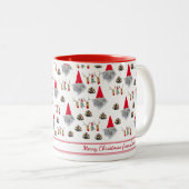 Christmas Gift For Uncle, Gnome & Reindeer Pattern Tweekleurige Koffiemok (Voorkant rechts)