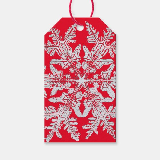 CHRISTMAS Gift Label BENTLEY SNOWFLAKE IN RED Cadeaulabel (Voorkant)