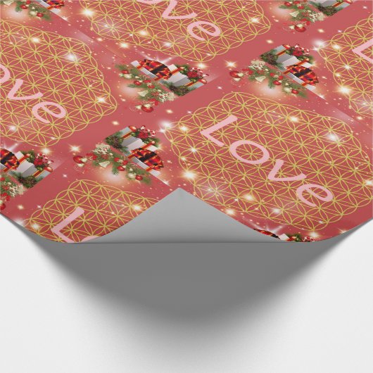 Christmas gift love flower of life Geschenkpapier Cadeaupapier (Hoek)