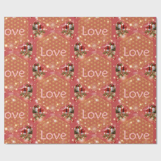 Christmas gift love flower of life Geschenkpapier Cadeaupapier (Vlak)