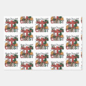 Christmas Gift Merry Xmas Plaid Religious Cross  Inpakpapier Vel (Voorkant)