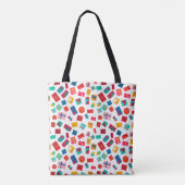 Christmas gift motif pattern in bright colours  tote bag (Achterkant)