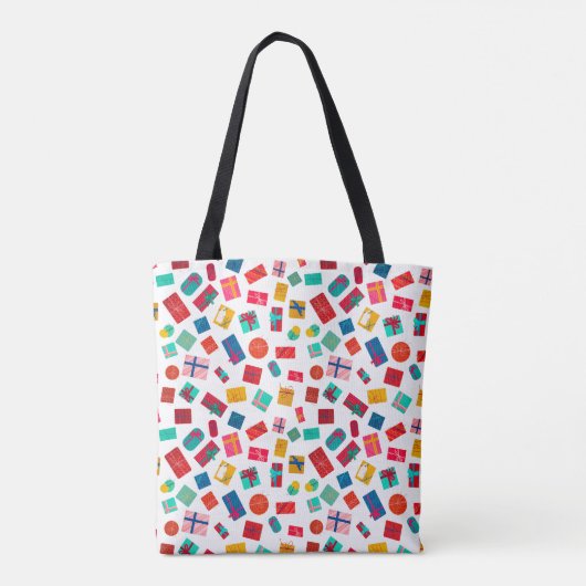 Christmas gift motif pattern in bright colours  tote bag (Achterkant)