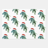 CHRISTMAS GIFT PAPER SET DINOSAURS MET SANTA HAT (Voorkant)