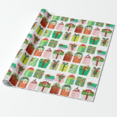 Christmas Gift Parcels Presents Pattern Cadeaupapier (Uitgerold)