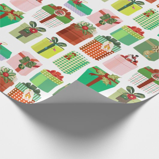 Christmas Gift Parcels Presents Pattern Cadeaupapier (Hoek)
