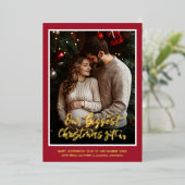 Christmas Gift Pregnancy Photo Announcement  Folie Feestdagenkaart (Staand Voorkant)