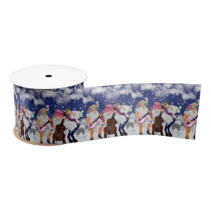 Christmas Gift Ribbon Happy Gnome Music Band Satijnen Lint