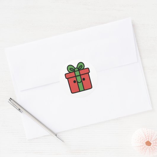 Christmas gift ronde sticker (Envelop)