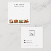 CHRISTMAS GIFT SPEELGOED TRAIN STUD EARRING DISPLA VIERKANTE VISITEKAARTJE (Voorkant / Achterkant)