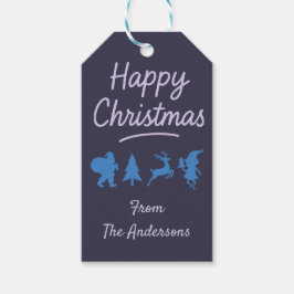Christmas Gift Tag - Blue Silhouette Cadeaulabel