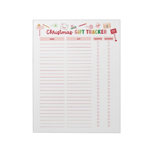 Christmas Gift Tracker Checklist Notitieblok (Linkerzijde)
