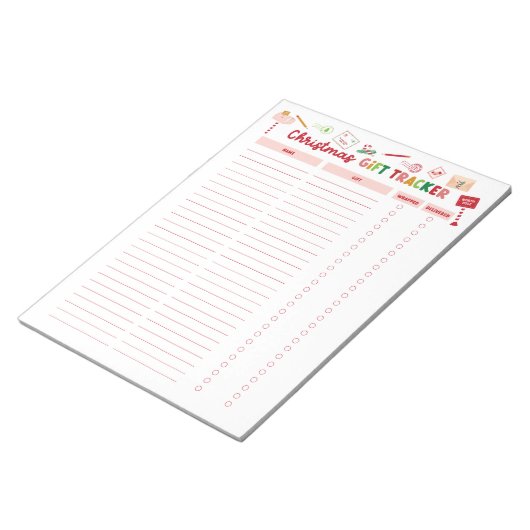 Christmas Gift Tracker Checklist Notitieblok (Schuin)