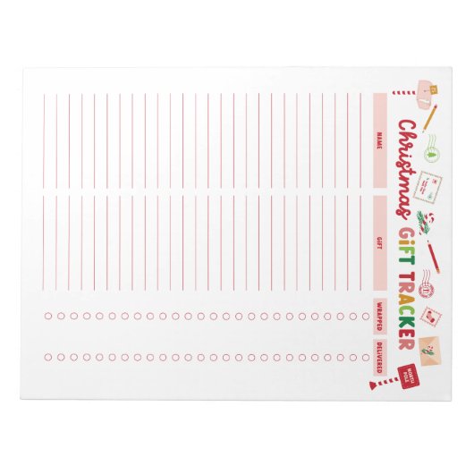 Christmas Gift Tracker Checklist Notitieblok (Voorkant)
