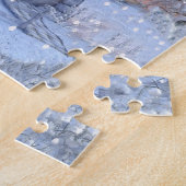 Christmas Gift Winter White Snowman Blue Rustic Legpuzzel (Zijkant)