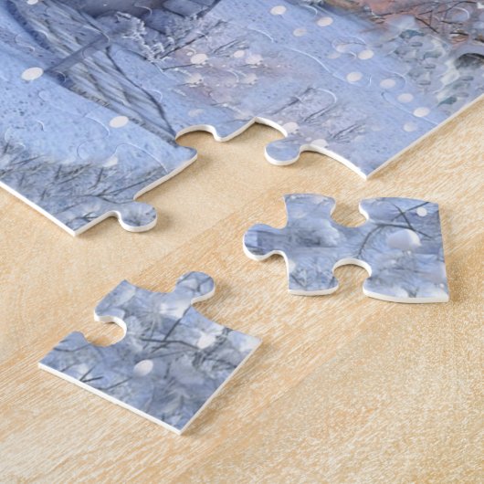 Christmas Gift Winter White Snowman Blue Rustic Legpuzzel (Zijkant)