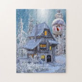 Christmas Gift Winter White Snowman Blue Rustic Legpuzzel (Verticaal)