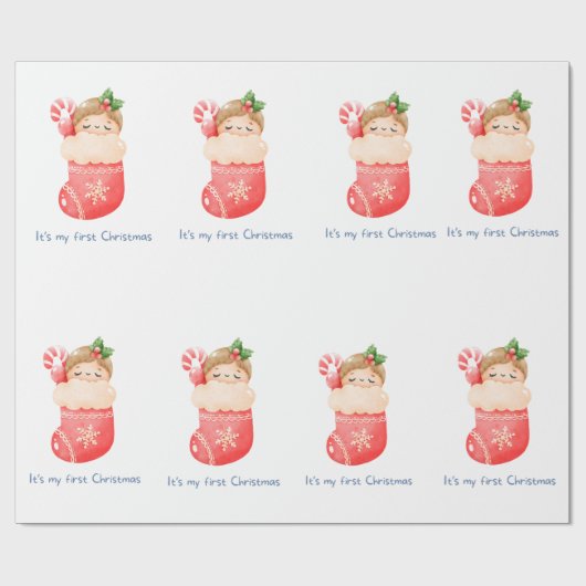 Christmas Gift Wrap - eerste kerst Cadeaupapier (Vlak)