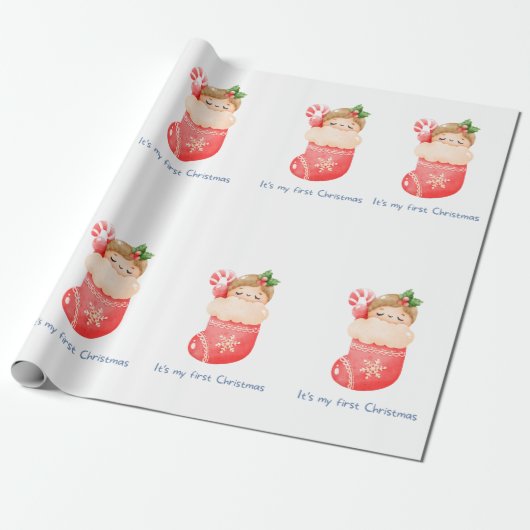 Christmas Gift Wrap - eerste kerst Cadeaupapier (Uitgerold)