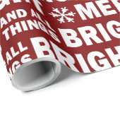 Christmas Gift Wrap | Merry and Bright Dark Red Cadeaupapier (Rol Hoek)