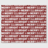 Christmas Gift Wrap | Merry and Bright Dark Red Cadeaupapier (Vlak)