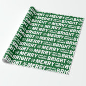 Christmas Gift Wrap | Merry and Bright Green White Cadeaupapier (Uitgerold)