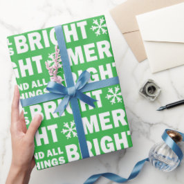 Christmas Gift Wrap | Merry and Bright Green White Cadeaupapier