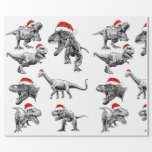 CHRISTMAS GIFT WRAP MET DINOSAURS MET SANTA HATS CADEAUPAPIER<br><div class="desc">CHRISTMAS WRAPPING PAPIER</div>